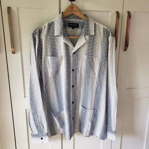 Paisley & Gray Button Down Shirt Mens L White Blue Geometric Pattern Slim Fit